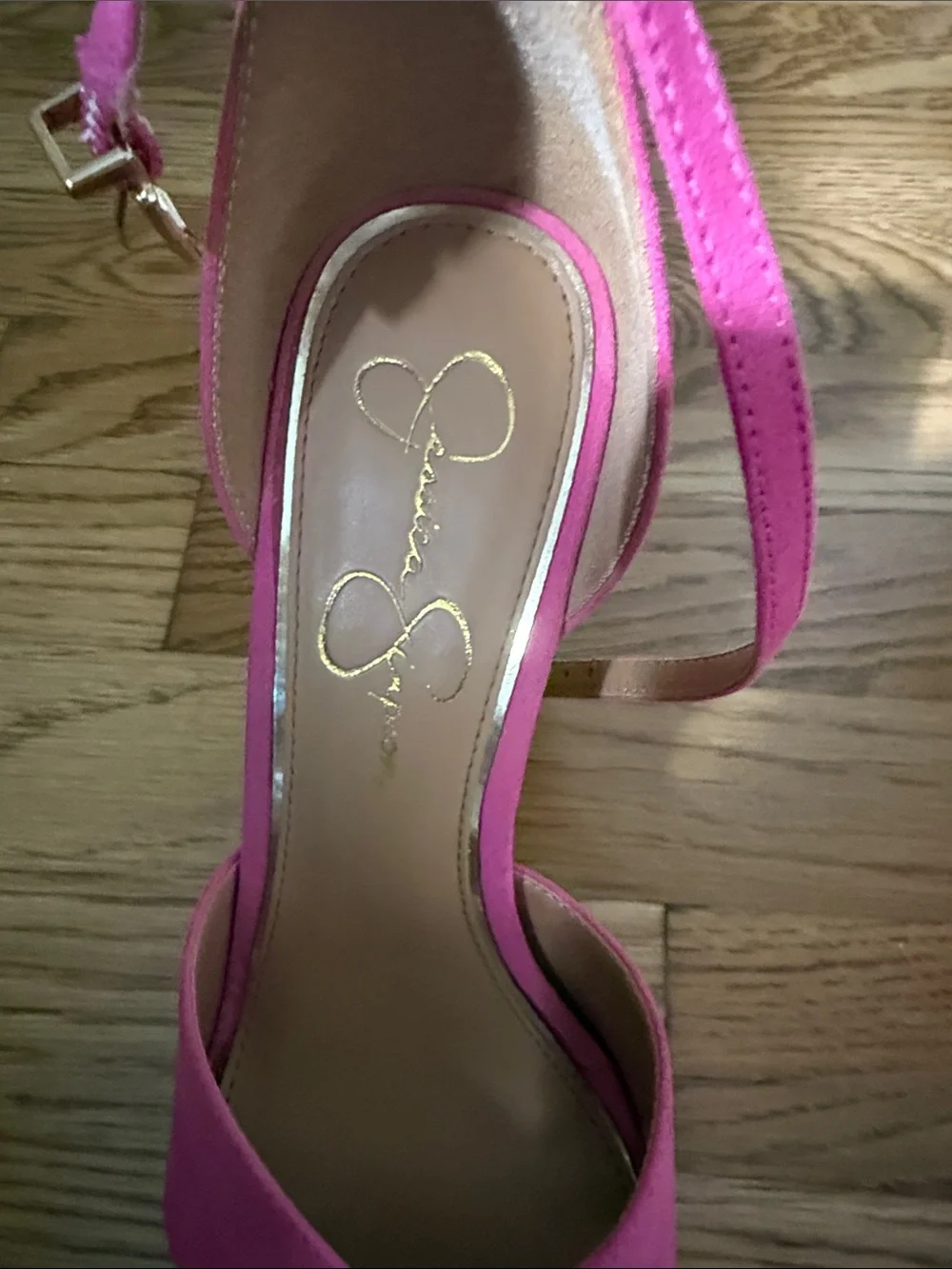 Jessica Simpson Hot Pink Suede Cross-Strap Heels